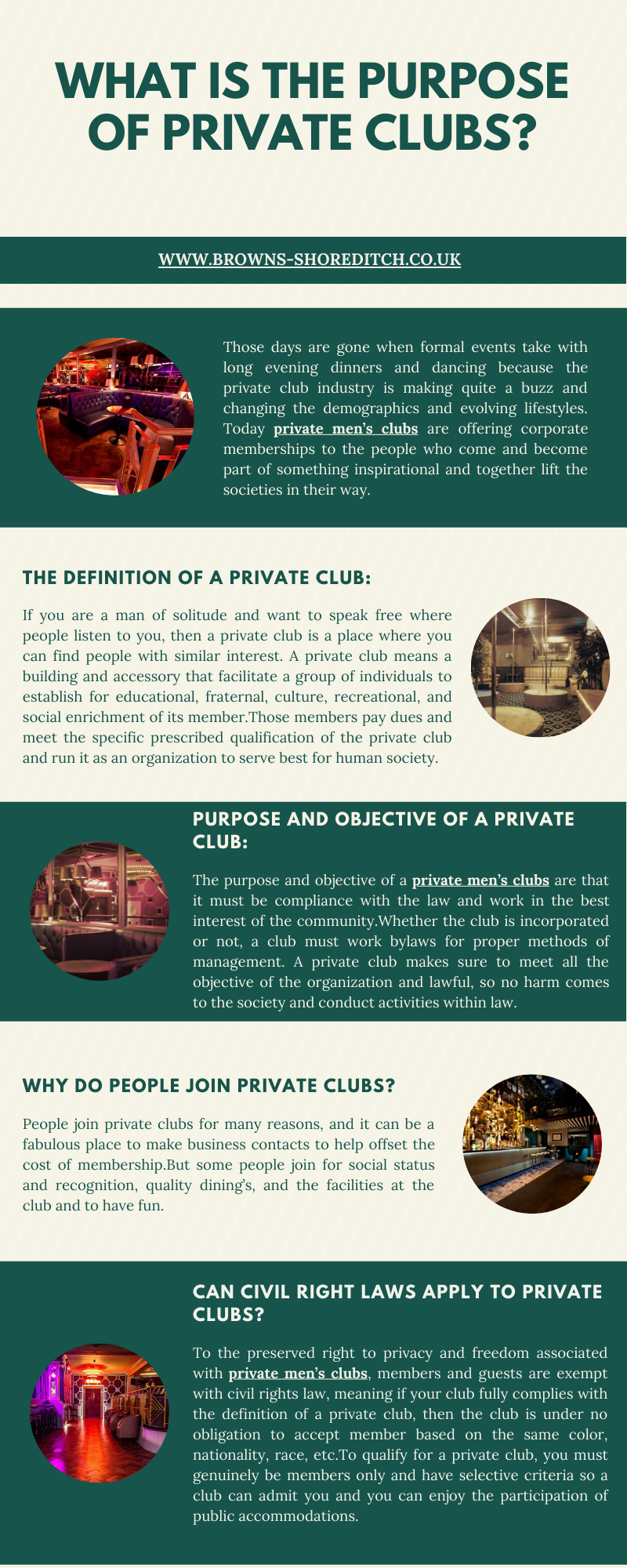 What is the purpose of private clubs?